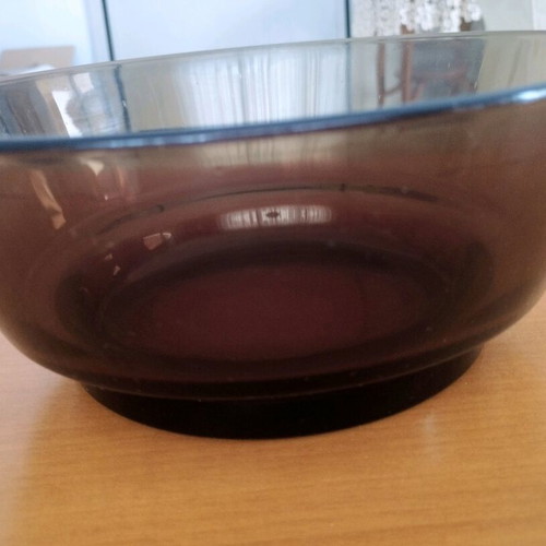 Vereco France 6+1 Bowl Set smoked glass 70s vintage mint condition