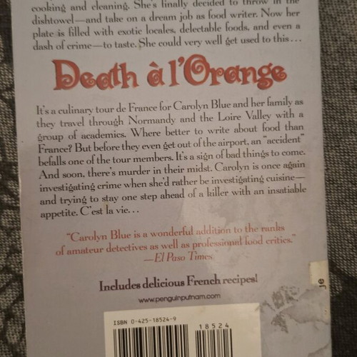 Death à l'Orange βιβλίο μεταχειρισμένο, Nancy Fairbanks, μυστήριο και συνταγές