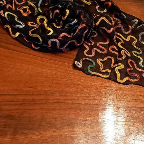Black scarf with cord 100% viscose