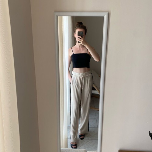 Satin Zara trousers size S like new, cream and black