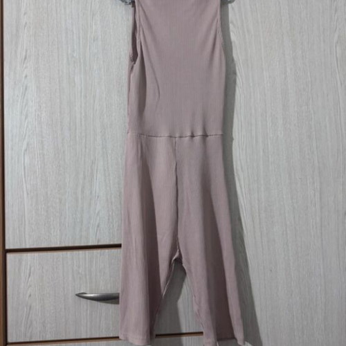 Bershka rib one-piece cycling shorts like new, beige, size S