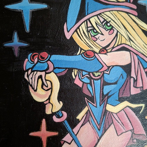 Handmade painted Dark Magician Girl card linen new