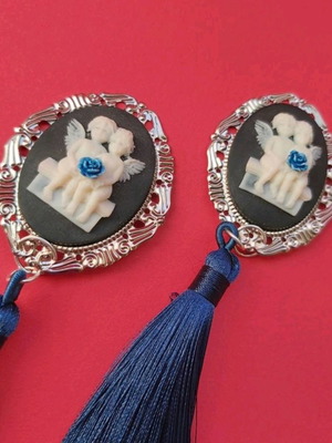 Handmade earrings with angels new, blue and silver