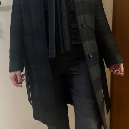 Maje coat new with belt and removable hood multicolor