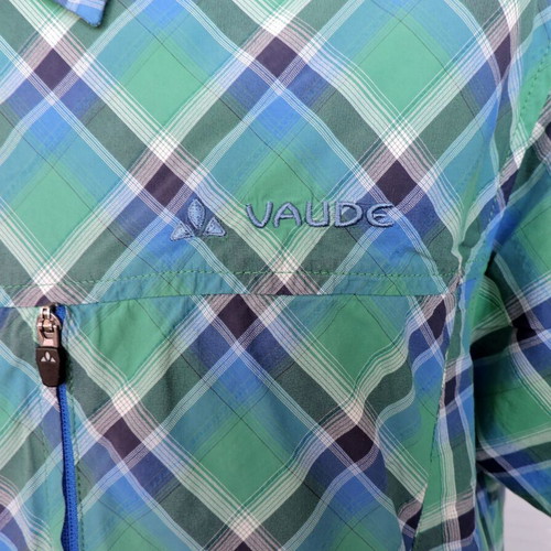 Vaude Men's Check Short Sleeve Shirt XL used, green and blue