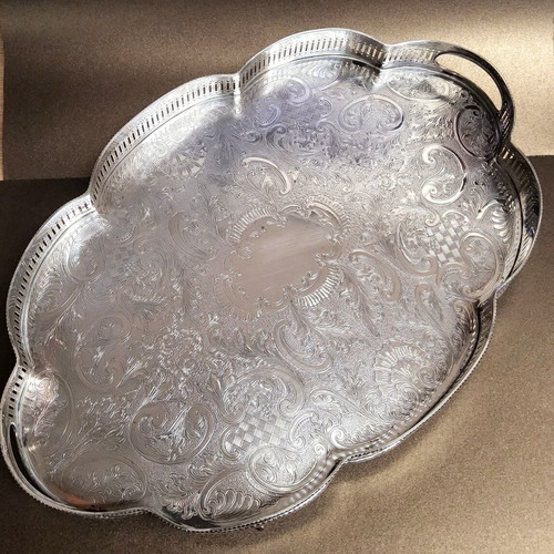 Large Silver Plated on Copper Sheffield Tray 30x45 cm