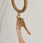 Handmade high heel shoe earrings on hoops, steel and resin, orange and gold