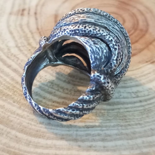 Silver 925 ring bombé hammered handmade, like new No. 54