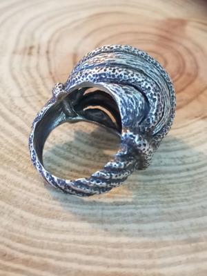 Silver 925 ring bombé hammered handmade, like new No. 54