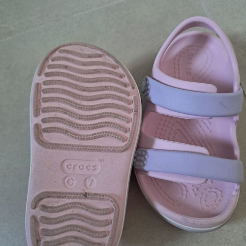 Crocs sandals used, size 24, pink and purple