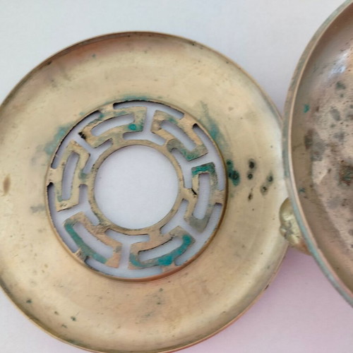 Metal incense burner used with decorative elements from the Chinese zodiac