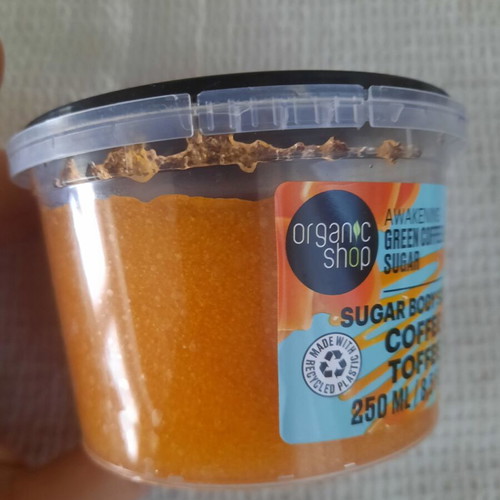 Organic Shop Basic Coffee Toffee Body Scrub with Green Coffee Oil & Sugar, 250ml