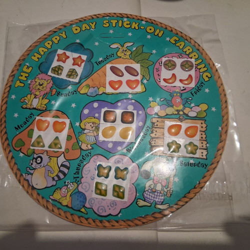 Children's stick-on earrings new, 1980s vintage