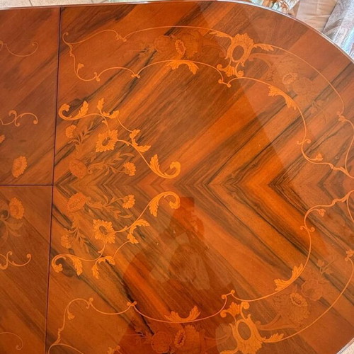 Palazzo Athens dining table Italian solid wood with marquetry extendable refurbished
