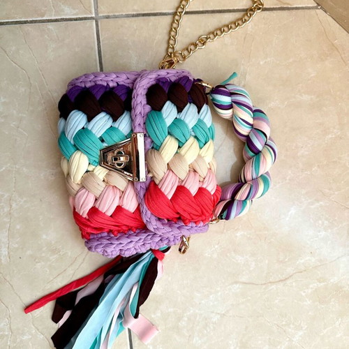 Colorful braided shoulder bag new