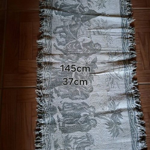 Rectangular rug like new with depictions
