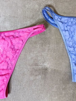 Vanity Fair string lingerie set new, size XL, blue and pink