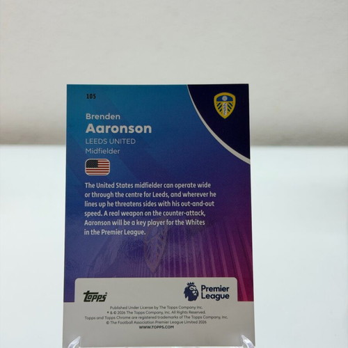 Brenden Aaronson Topps Chrome PL 2025-26 Pulsar Refractor like new