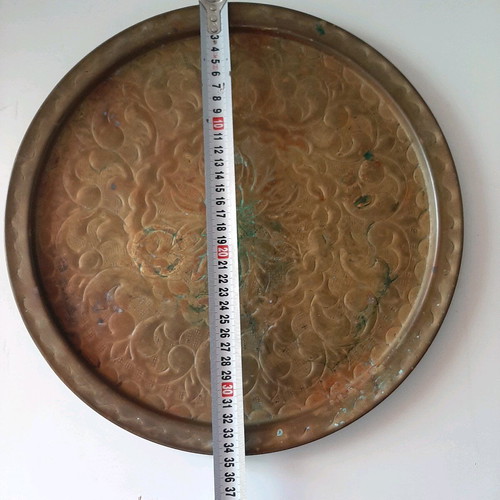 Copper tray used, over 100 years old with patina