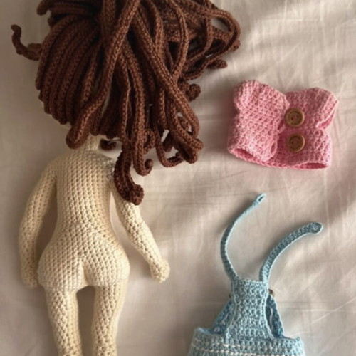 Handmade Amigurumi Doll like new with removable clothes