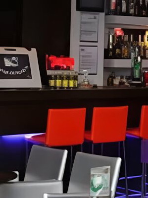 Professional corner bar made of solid wood used