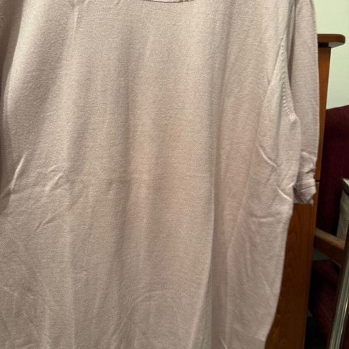 Short-Sleeve Pullover with Rhinestones at Neck new pink XXL
