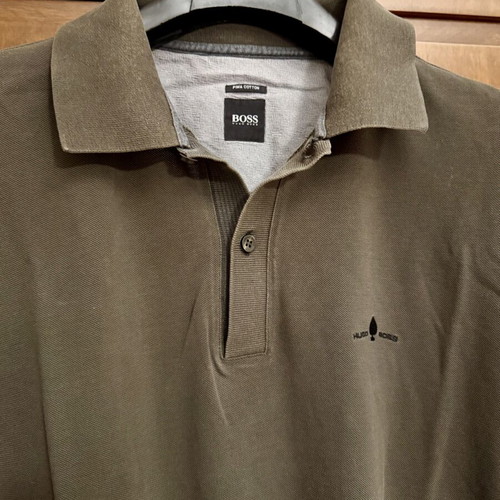 HUGO BOSS men's long-sleeve polo Pima Cotton khaki
