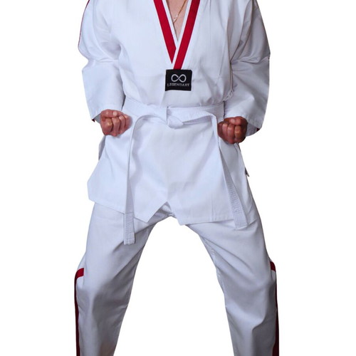 Legendary Taekwondo Dobok Set White with Red Stripe