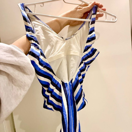 Striped swimsuit used, size S-M, white and blue
