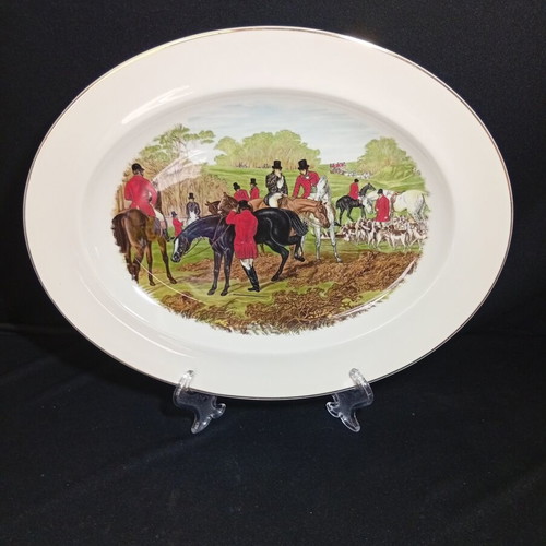 Royal Kent Bone China England oval serving platter with traditional English fox hunt design