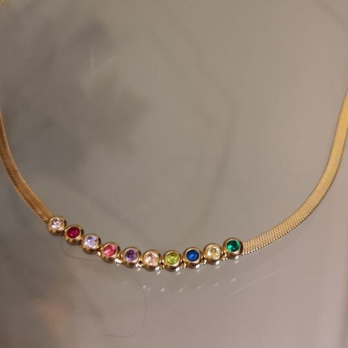 Gold-plated 14K necklace with multicolor zircon like new