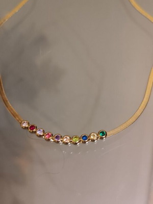 Gold-plated 14K necklace with multicolor zircon like new