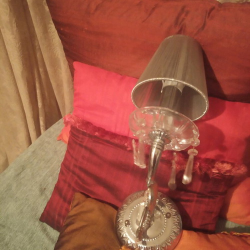 Inox wall lights with crystals used, set of two