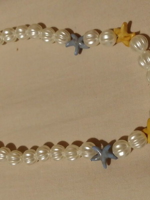 Handmade choker set with embossed beads, starfish, bracelet and earrings