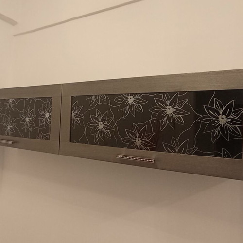 Wall showcase like new, gray with glass