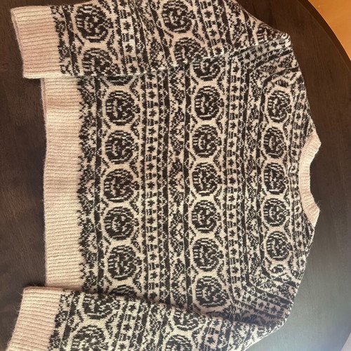 Women's cardigan M beige and brown with pumpkin pattern, new