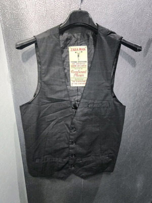 Zara Man wool vest like new, black gray, vintage style