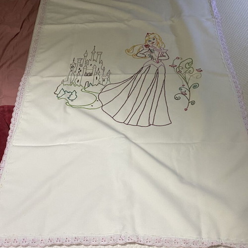 Baby blanket for girl with Aurora embroidery like new
