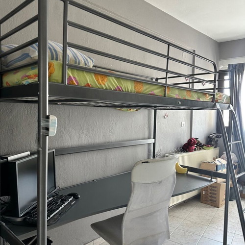 Bunk bed with desk and mattress