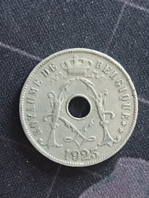 Belgium 25 Centimes Coin 1923 used