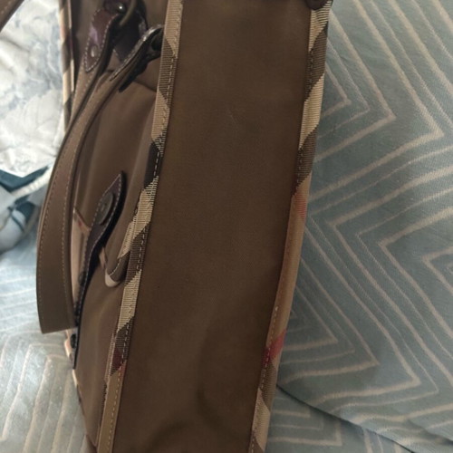 Burberry brown shoulder bag like new with check details