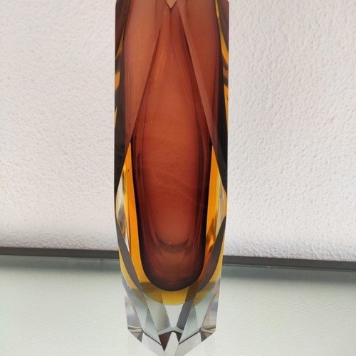 Handmade Murano glass vase and ashtray set used