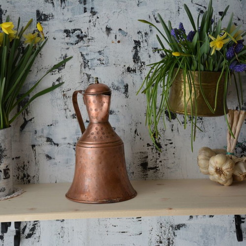 Copper old jug used 30 cm