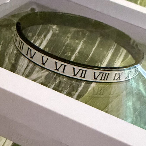 Steel Bracelet with Roman Numerals, New, Black and White