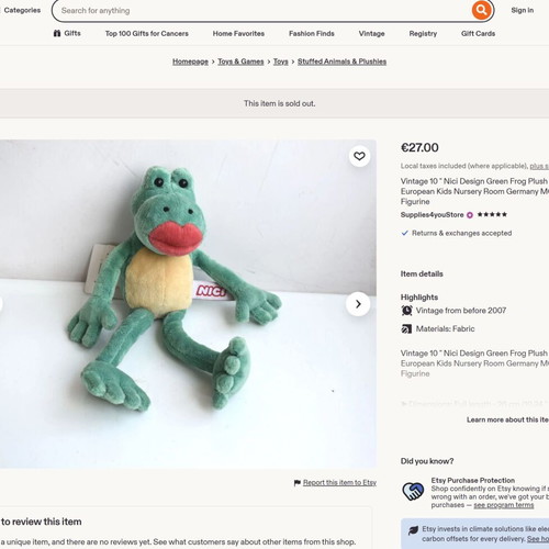 Nici Design Frog Soft Toys like new
