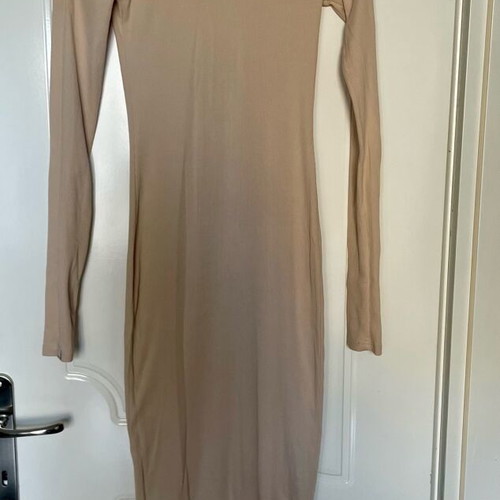 KRVN maxi slim dress like new, beige, size M-L