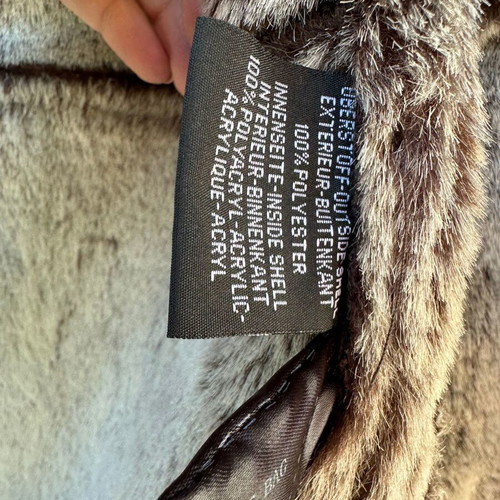 Brown men's coat made of faux suede with fur, size M, like new