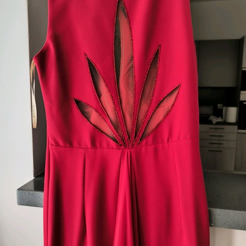 Maxi dress red new with bead design and sheer details