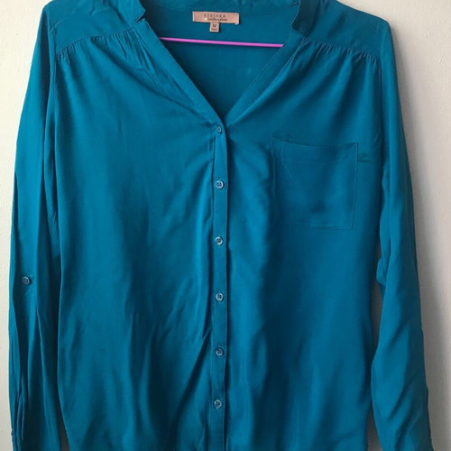 Bershka blouse long sleeve in petrol color like new