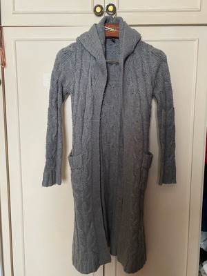 Long knitted cardigan gray used, size medium-large